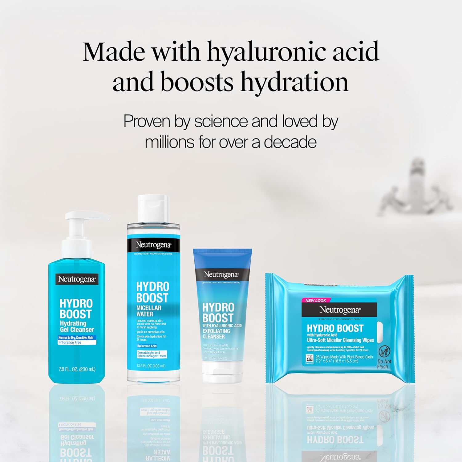 Neutrogena Hydro Boost Hydrating Face Wash & Makeup Remover, 7.8 fl. oz | Gentle Facial Cleanser Gel, With Hyaluronic Acid, Locks in Moisture, Hypoallergenic, Oil-Free, Soap-Free - Image 7