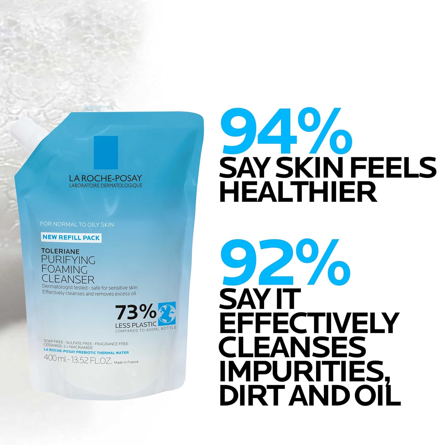 La Roche-Posay Toleriane Purifying Foaming Facial Cleanser with Niacinamide | Oil free face wash for sensitive skin with niacinamide and ceramides. Pore cleanser that won’t dry out skin and is soap free. - Image 5