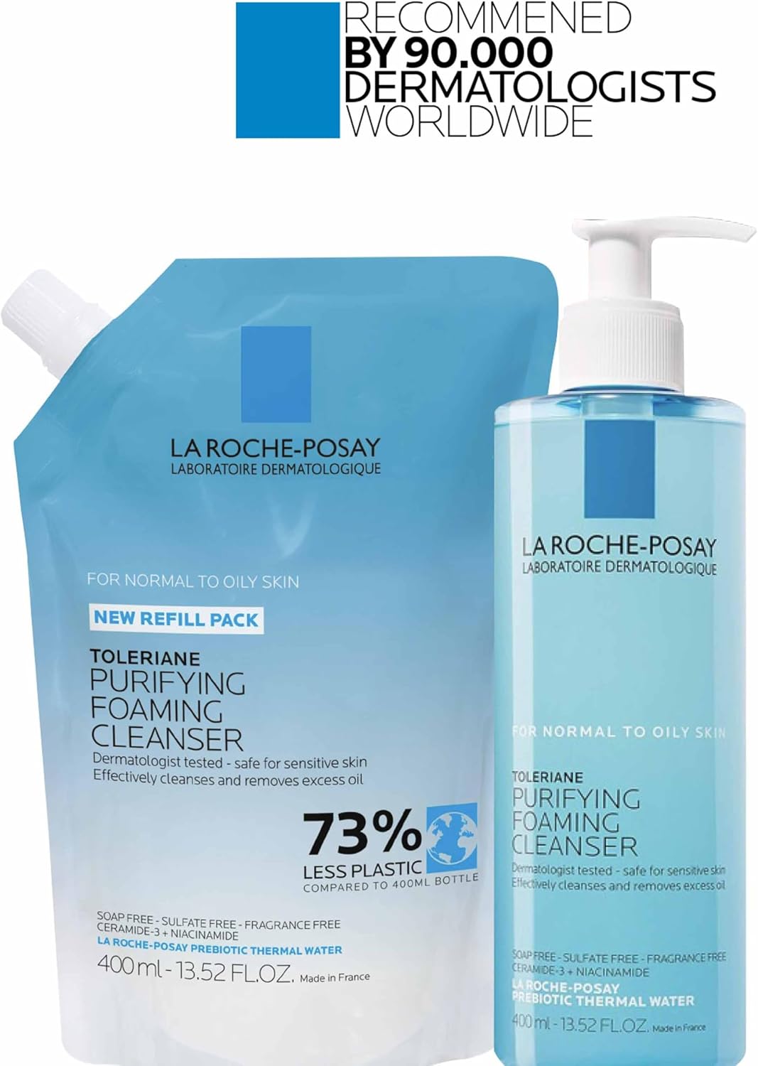 La Roche-Posay Toleriane Purifying Foaming Facial Cleanser with Niacinamide | Oil free face wash for sensitive skin with niacinamide and ceramides. Pore cleanser that won’t dry out skin and is soap free. - Image 9