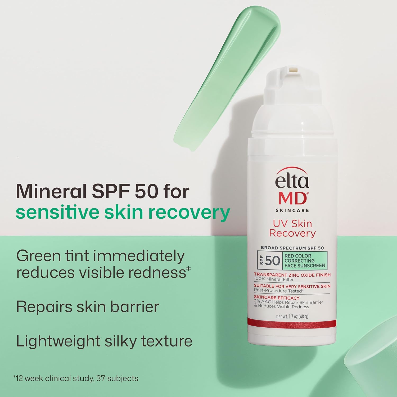 EltaMD UV Skin Recovery 100% Mineral Face Sunscreen, SPF 50 | Red Color Correcting, Safe For Rosacea and Post-Procedure Skin, No White Cast, Zinc Oxide, Dermatologist Recommended - Image 2